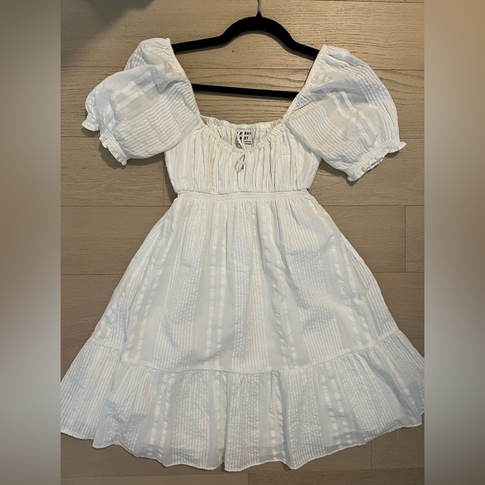 Aritzia Sunday Best White Ruffled Mini Dress